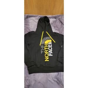 The North Face Black Graphic Logo Hoodie Mens Size Large Yellow Drawstrings